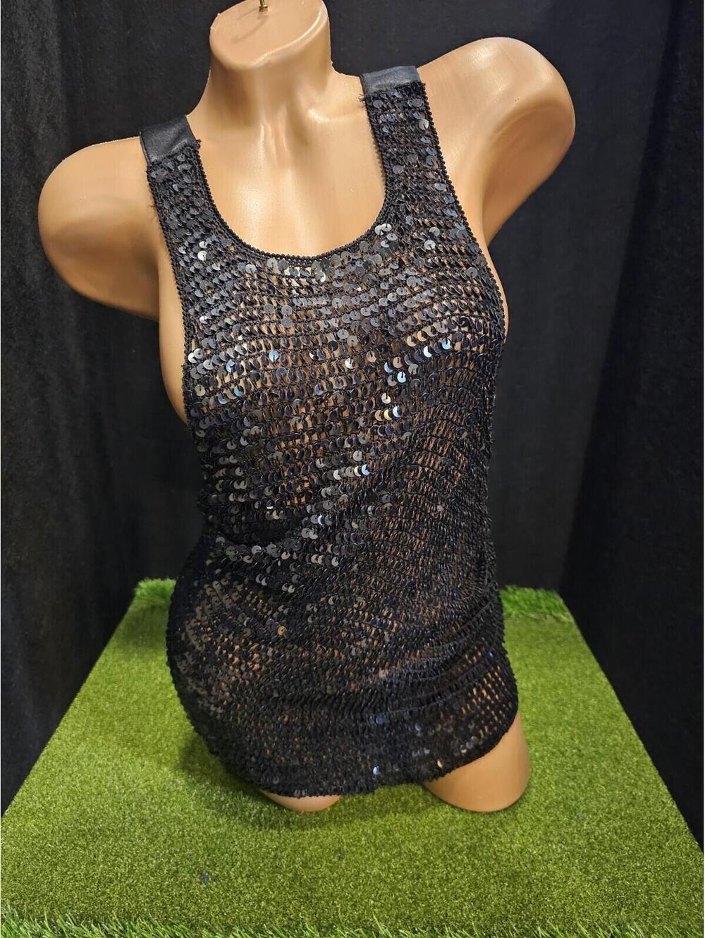 NWT Kimichi & Blue Black Sequin Tank Small